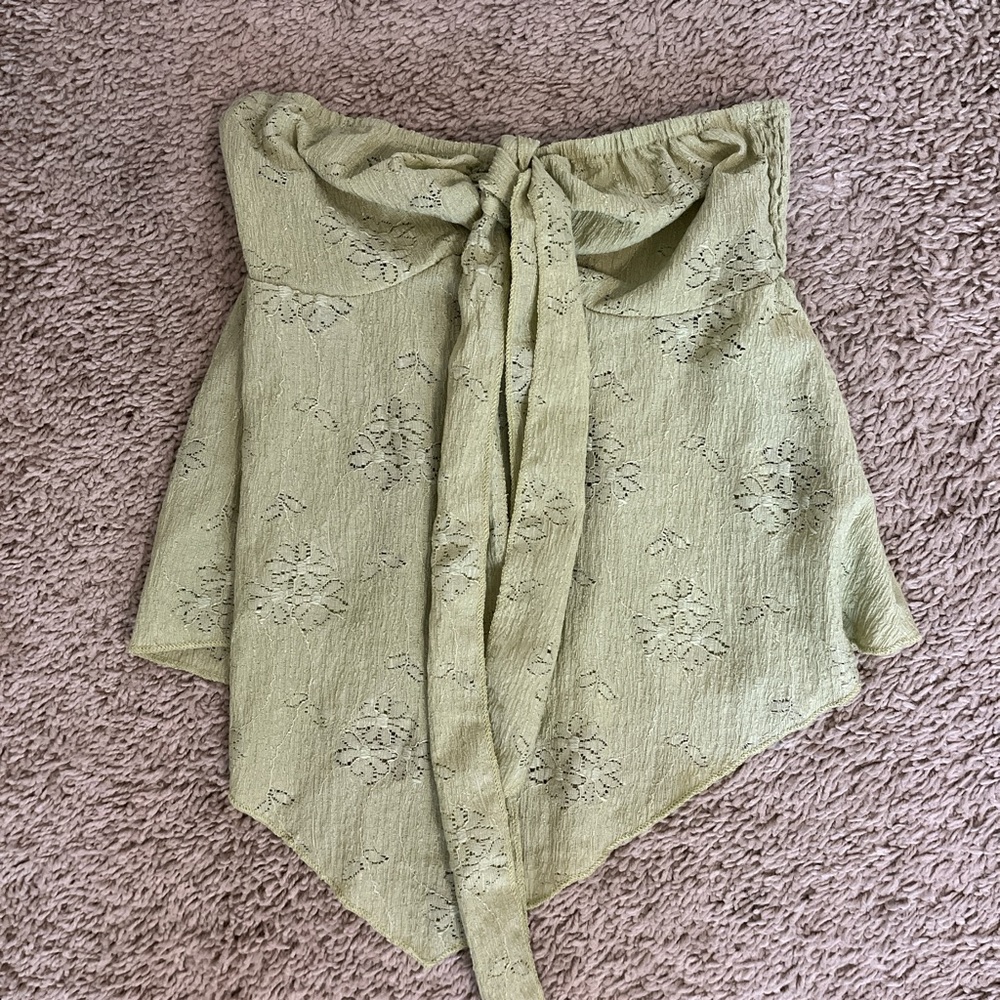 Green floral tube top